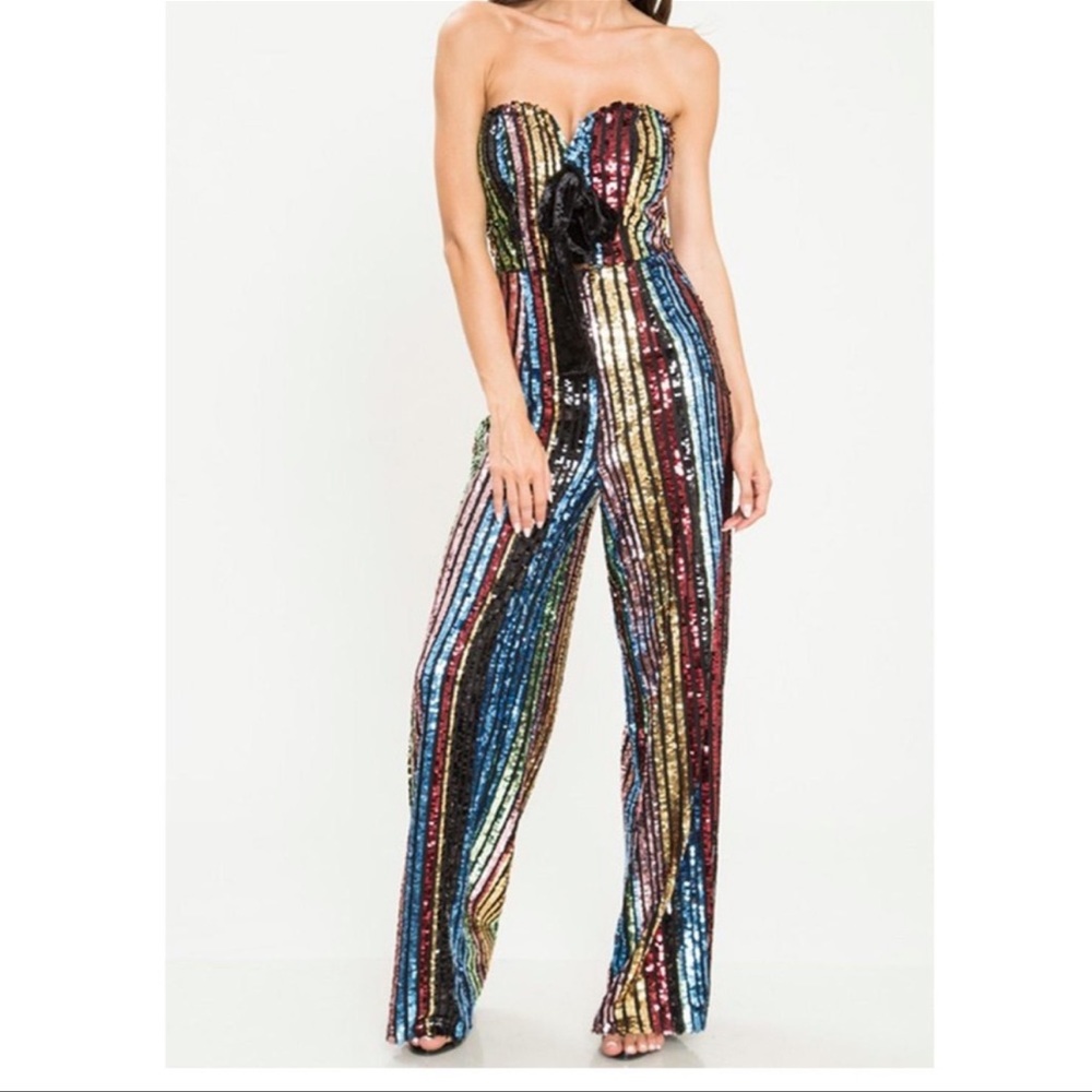 L’ATISTE by Amy sequined strapless jumpsuit